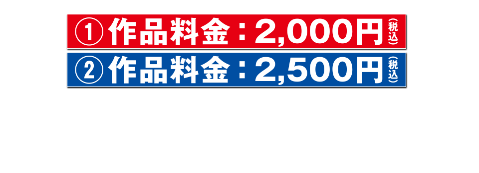 作品料金：2,000円（税込）作品料金：2,500円（税込）