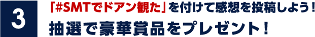 「#SMTでドアン観た」を付けて感想を投稿しよう！抽選で豪華賞品をプレゼント！