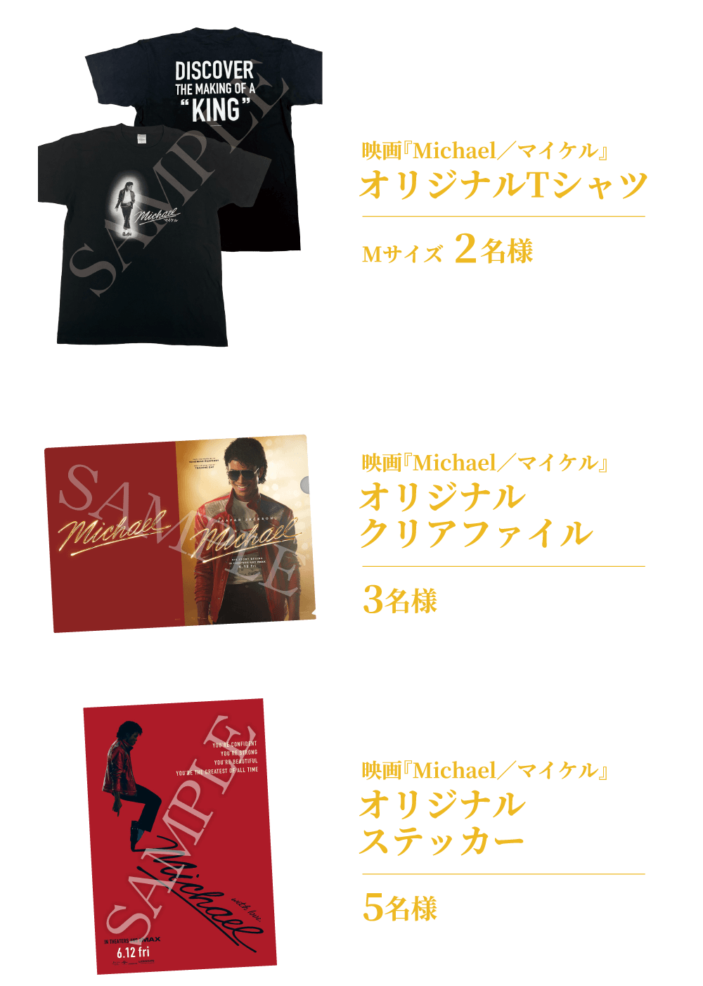 オリジナルTシャツ Mサイズ 2名様　オリジナル クリアファイル 3名様　オリジナル ステッカー 5名様