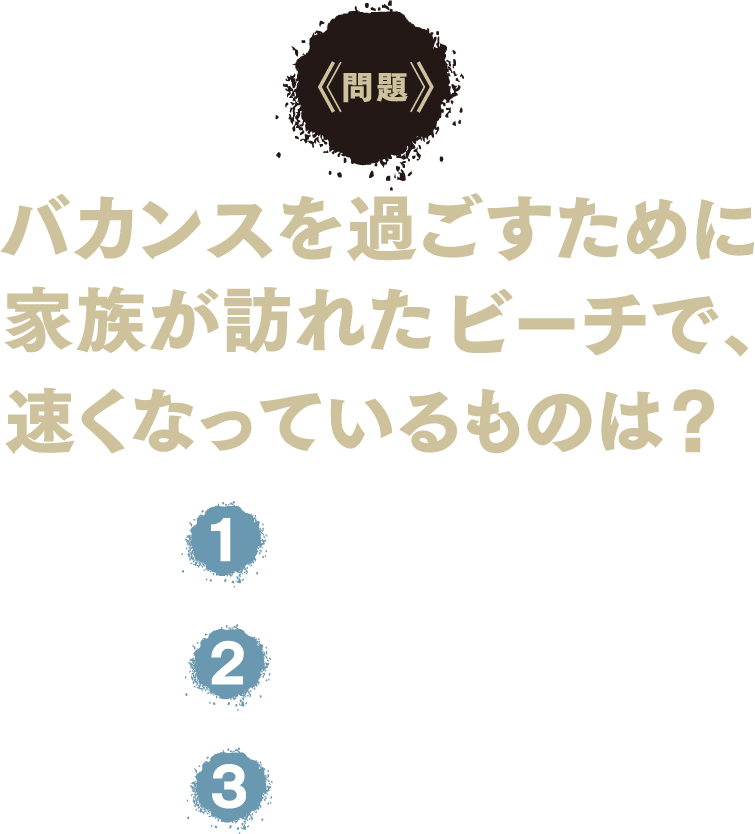 バカンスを過ごすために家族が訪れたビーチで、速くなっているものは？