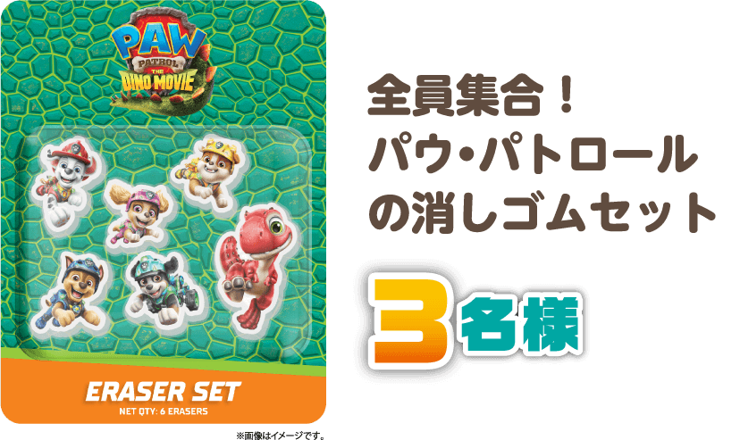 パウ・パトロールの消しゴムセット 3名様