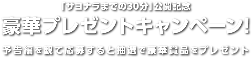 映画『サヨナラまでの30分』公開記念豪華プレゼントキャンペーン！予告編を観て応募すると抽選で豪華賞品をプレゼント